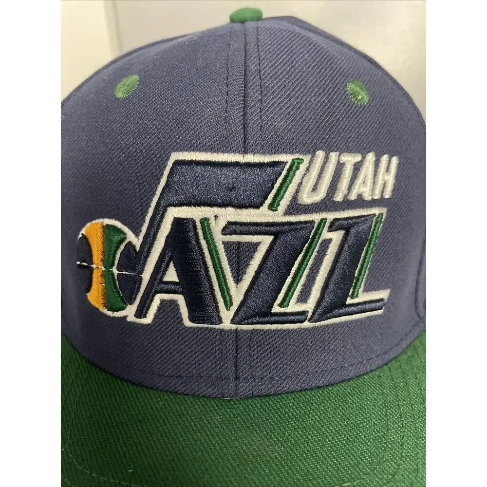 Adidas Utah Jazz Snap Back Hat Green Bill Blue Cap Embroidered Men’s